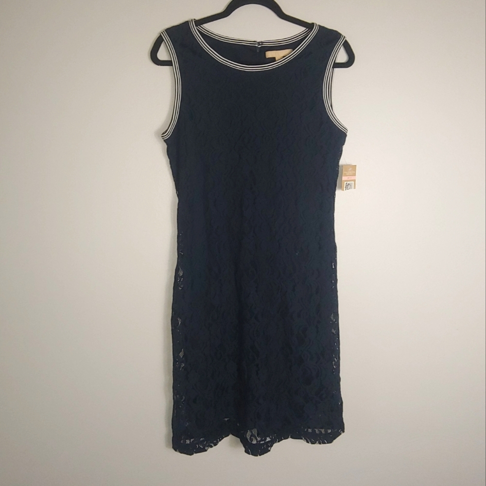 10 NWT Hope‎ & Harlow Deep Navy Blue Lace Sheath Dress